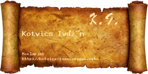 Kotvics Iván névjegykártya
